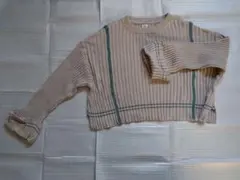 mline リブ編みベージュニットセーター