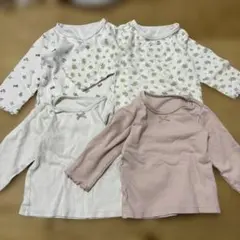 ベビー肌着 4枚セット 花柄・無地　90cm バースデイ　長袖シャツ