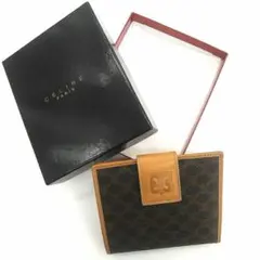 【新品未使用】CELINEマカダム柄総柄レザー折りたたみ財布ウォレット二つ折り