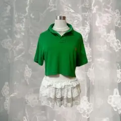 【y2k】ラルフローレン ポロシャツ 緑 ショート丈 平成ギャル グランジ
