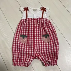 【美品】petitmain プティマイン ロンパース カバーオール 半袖80cm