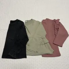 ペアマノン　長袖カットソー3点セット（チャコール・ライトグリーン・ピンク）