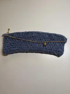 キラキラペンケース ハンドメイド 編み物 チェーン ポーチ 手編み