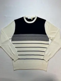 【極美品クリーニング済】CRUCIANIネイビーホワイトパネルセーター44S-M