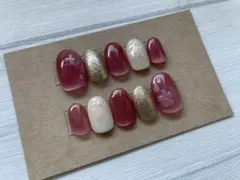 ネイルチップ　ピンク　桃　桜　春　マグネット 振袖　着物　推し活