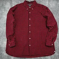 LANDS' END ランズエンド チェックシャツ XXL 赤黒 ビッグサイズ
