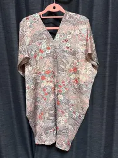 着物 リメイク チュニック 小紋 ハンドメイド カフタン PU01