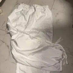 サイドリボンパンツ　ホワイト ワークパンツ ナイロン製　レディース
