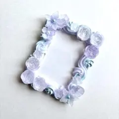 【No.329】ホイップデコ　トレカケース　硬質ケース　紫　水色　薔薇　花