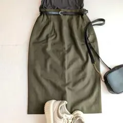 80s Vintage　スカート オリーブグリーン 日本製　ミニマル　海外ガールのサムネイル