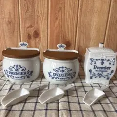 フランス風陶器保存容器3個セット　キャニスター　イブキクラフト