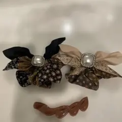 パール付 髪留め ヘアアクセサリ【三点セット】
