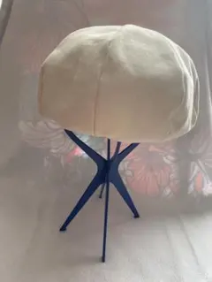 クリーム色 コットン ベレー帽　サイズ調節あり