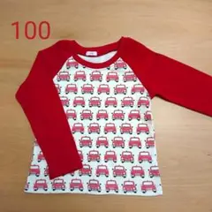 くるま柄☆ラグラン長袖Tシャツ 100サイズ 赤色