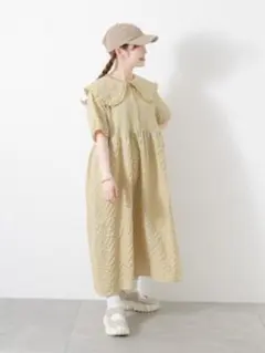 ehka sopo ギンガムチェックビッグ襟ワンピース　サマンサモスモス　半袖