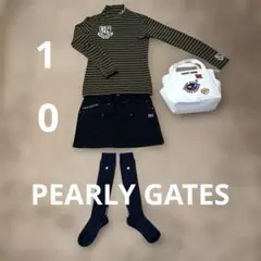 PEARLY GATES ボーダー長袖ロゴモックネック1とロゴ入りスカート0黒
