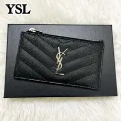 新品✨付属完備✨サンローラン フラグメントケース キャビアスキン Vステ 黒