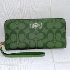 COACH長財布コーチ レディース メンズ シグネチャー グリーン[新品未 
