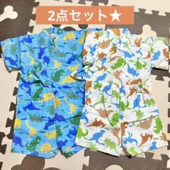 【お揃いで❤️】じんべい　甚平　子供　90cm 2枚　夏　綿100% 夏祭り　恐竜