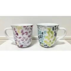 Francfranc マグカップ 2個セット 水彩 柄 【コースター付】