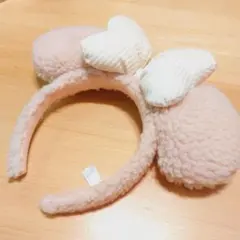 Disneyミニー カチューシャ ふわもこピンクベージュ