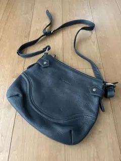 ダークブルー レザー ショルダーバッグ