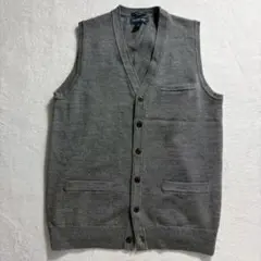 ランズエンド/毛100/ニットベスト/前開き/Vネック/上品/春/羽織り/S