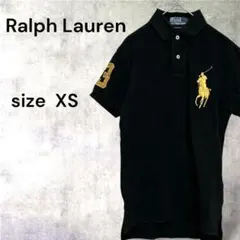 r320【ポロラルフローレン】半袖ポロシャツ 刺繍ロゴ　ビックロゴマーク　古着