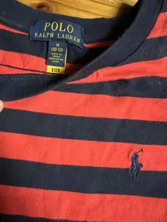 POLO RALPH LAUREN 赤紺ストライプTシャツ M