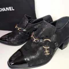 【極美品】CHANEL ローファー ココマーク チェーン ブラック 35Cのサムネイル