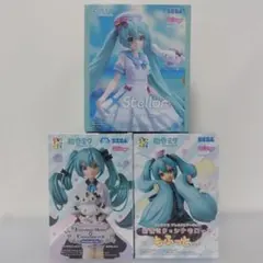 3個♪ 初音ミク シナモロール フィギュア ホワイトドレス おすまし も