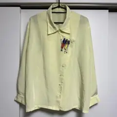 usedclothes 古着 Givy ゴルフ刺繍 斜めボタン シャツ