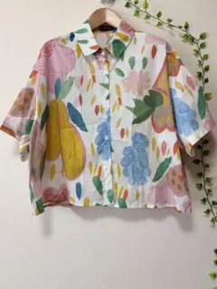 TRUBE 北欧風フラワープリント シャツブラウス 花柄 パステルカラー