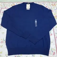 【新品】UNIQLO エクストラファインメリノVネックセーター L ブルー