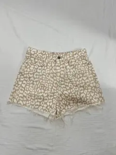 ZARA レオパード柄 ショートパンツ USA4 ベージュ デニムショーパン