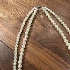 ホワイトフェイクパール二重ネックレス