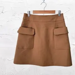 【スピック＆スパン】ミニ　膝丈　スカート　タイト　ブラウン　ポケット　サイズ38