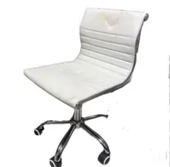 ホワイトオフィスチェア 合成皮革 クロームベース