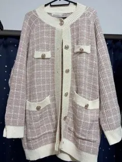 チェック柄ニットカーディガン