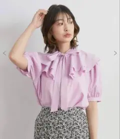 レトロガール ダブルフリル襟ボウタイBL ブラウス