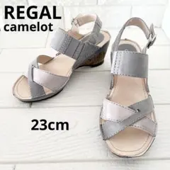 美品★REGAL camelot レザーサンダル 23cm ウェッジのサムネイル