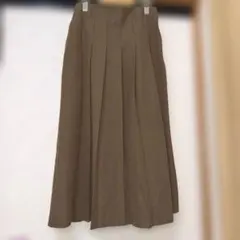 プリーツAラインミディスカート　Mサイズ　ブラウン　ロング　プリーツ　ベルト穴