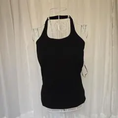 エアリズムコットンオープンバックホ ルターブラトップ XL ブラック