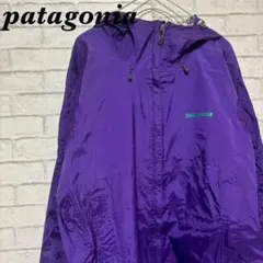 パタゴニア patagonia ナイロンジャケット パープル M ロゴ プリント