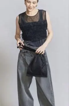 BEAUTY&YOUTH ベルベットチュールドロストバック