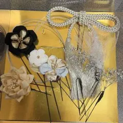 髪飾りセット 花飾りとリボン
