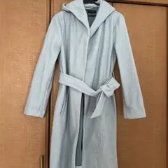 ZARA フード付きライトグレーロングコート