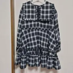 【新品】checkスクエアカラーミニワンピース BLACK