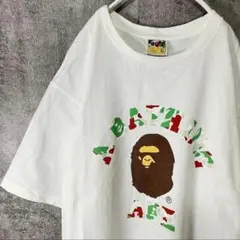 【激レア・仙台限定】エイプ カモ柄 猿ロゴ Tシャツ XL 白 アーチロゴ