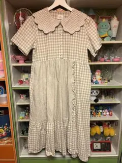 merry Jennyギンガム スカラップカラー ワンピース